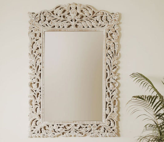 Handcrafted Wooden Carved Mirror Wall Frame | Vintage Home Décor