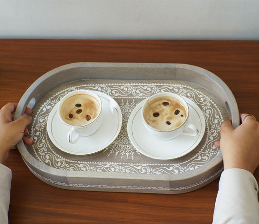 Hand-Painted Wooden Tray - Unique Handcrafted Decorative Serving Tray for Home Décor, Dining, or Gift Giving